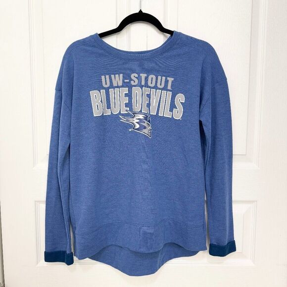 Unisex Wisconsin-Stout Blue Devils Stacked Sweatshirt In Blue Size Large - Picture 1 of 6